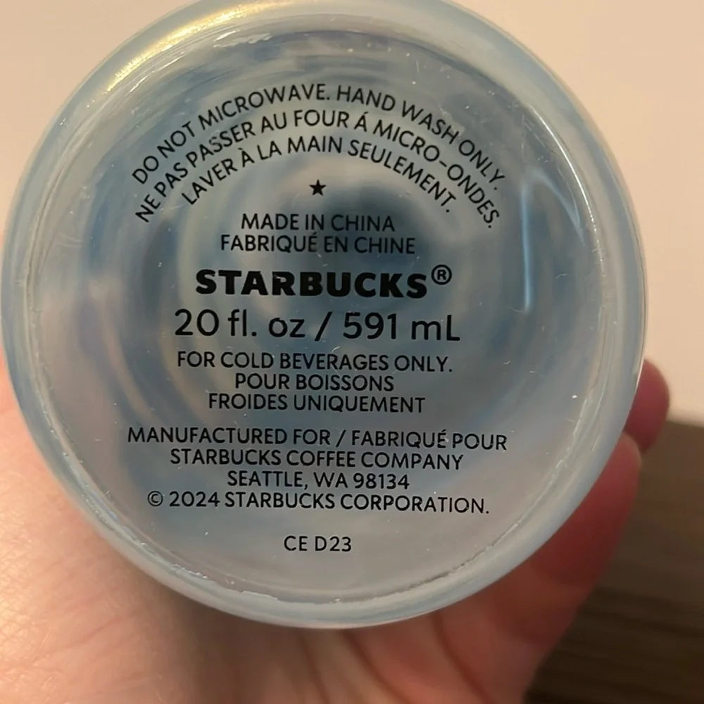 Starbucks 2024‎ Iridescent Aqua Luster Glass Water Bottle Tumbler.